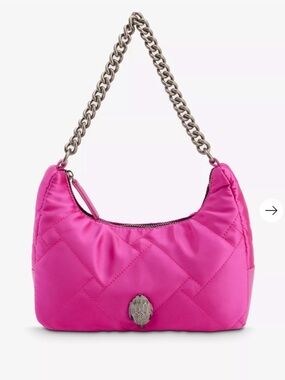 Kurt Geiger Quilted Shoulder Bag - Fuchsia with Silver Chain